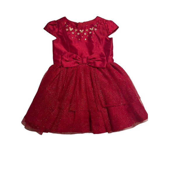 Disney Parks Red Holiday Minnie Mouse Dress Girls Size 2 Excellent Like New cond - Picture 1 of 6